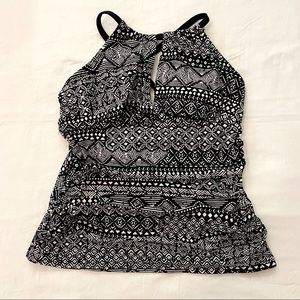 Kona Sol high neck tie tankini swimsuit top Sz S